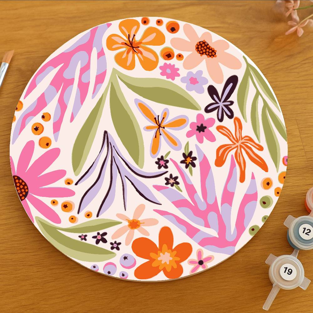 Disco de Madera - Patrón floral