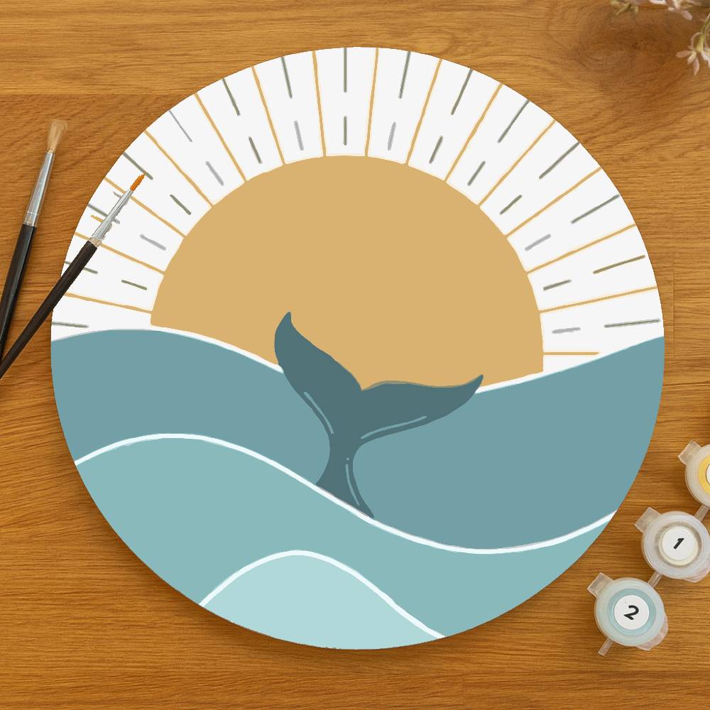 Disco de Madera - Ballena minimalista