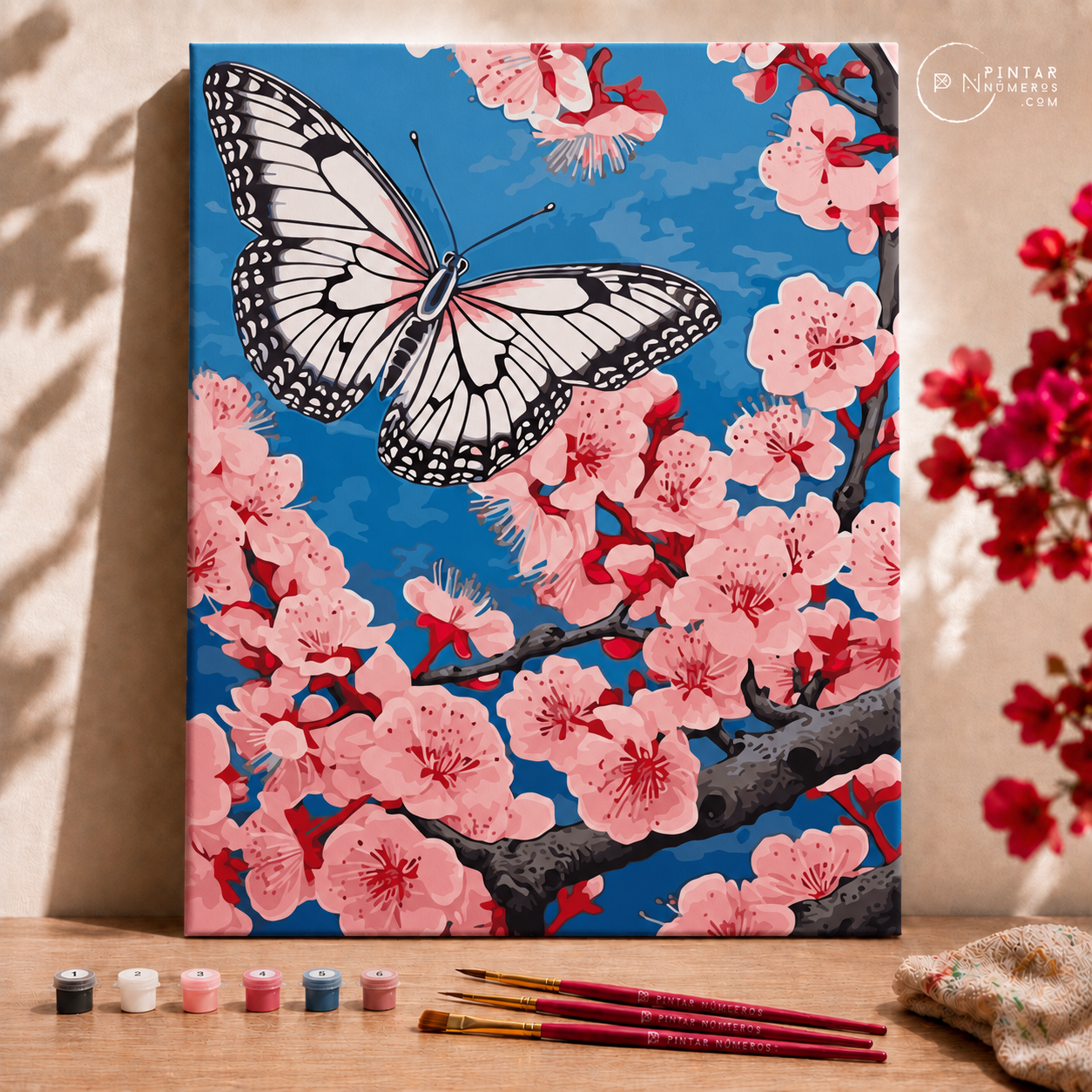 Mariposas sobre flores -  Pintar Números®