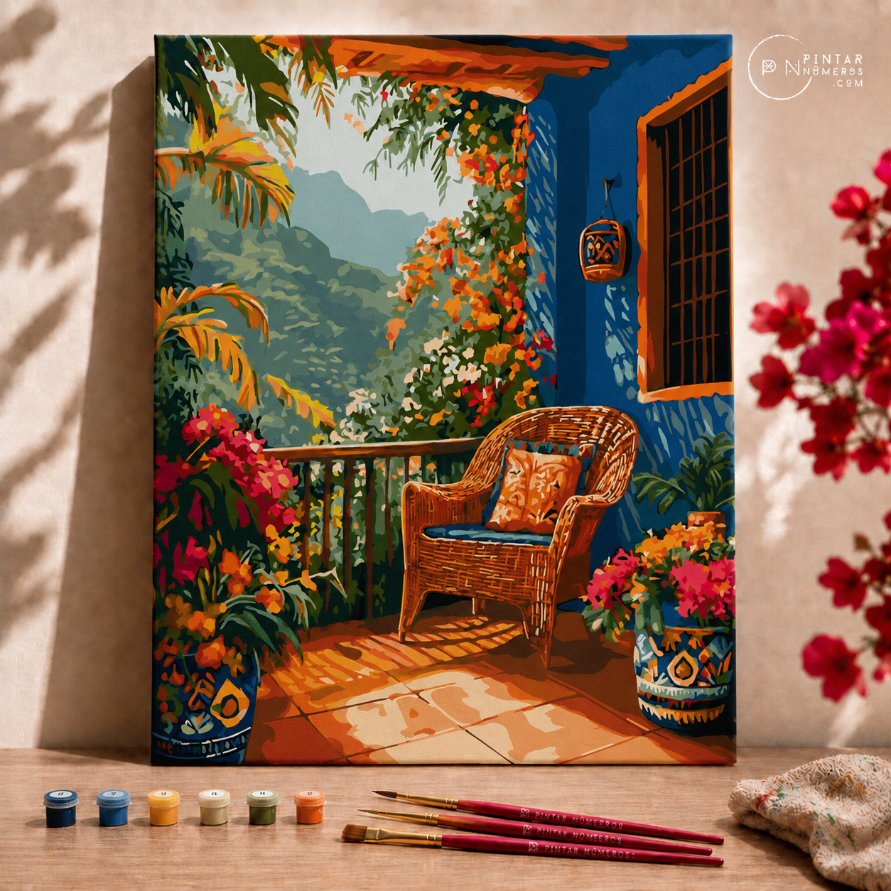 Terraza con flores - Pintar Números®