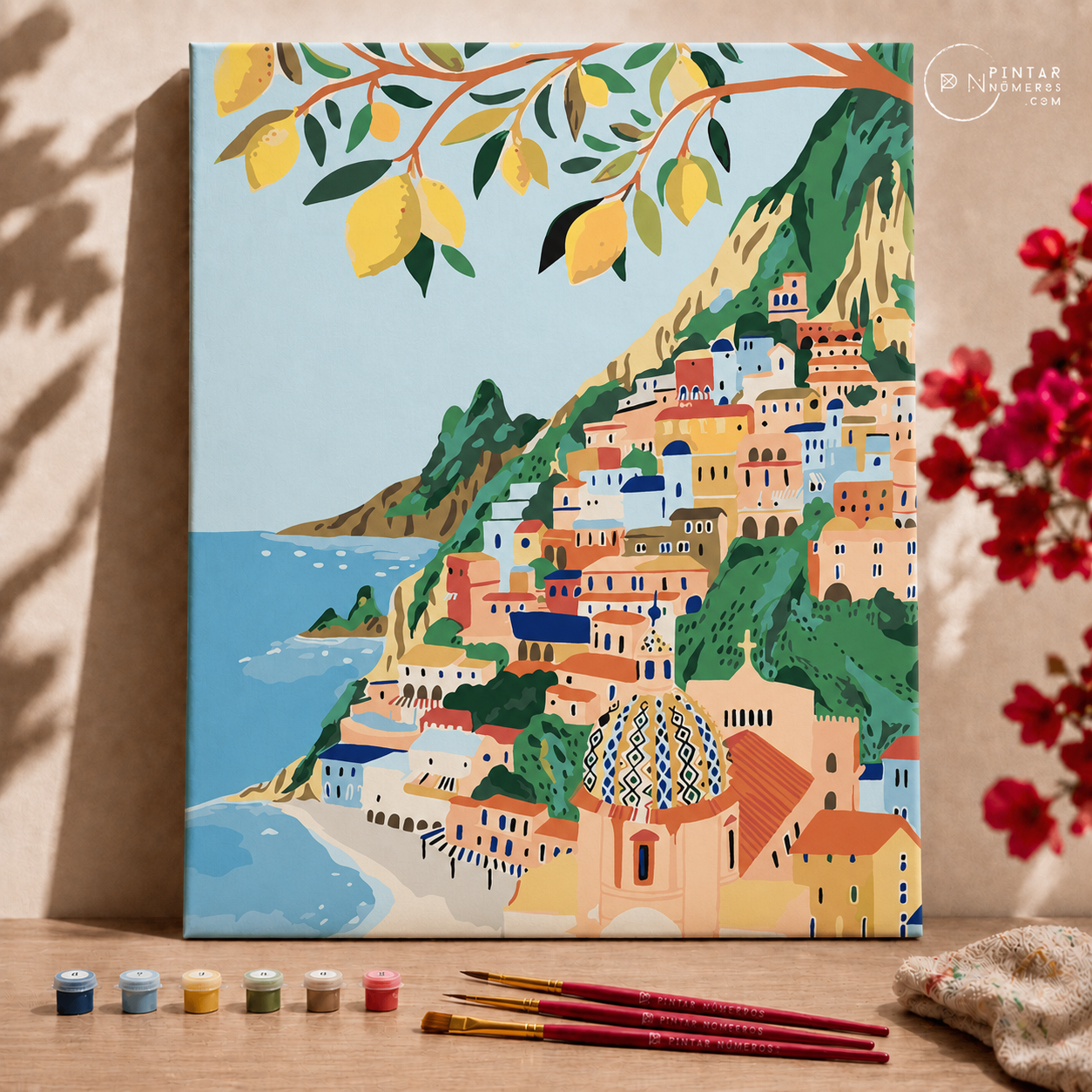 Pueblo costero ilustración -  Pintar Números