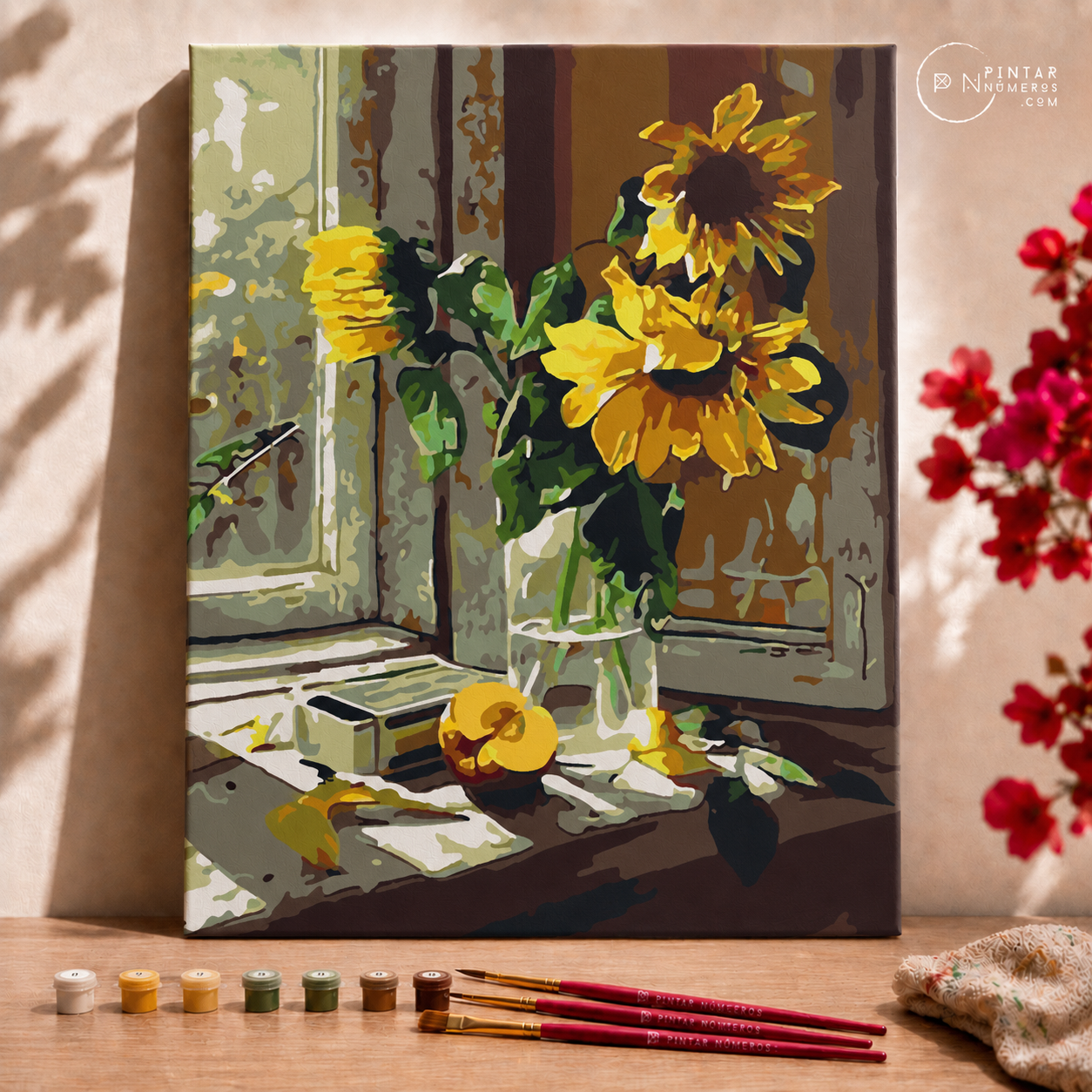 Girasoles en la Ventana - Pintar Números®