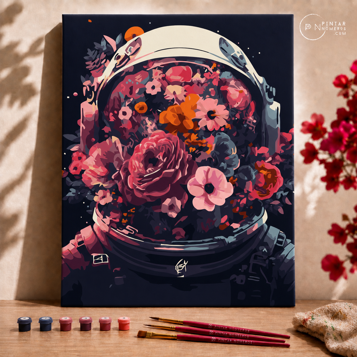 Astronauta con flores - Pintar Números®
