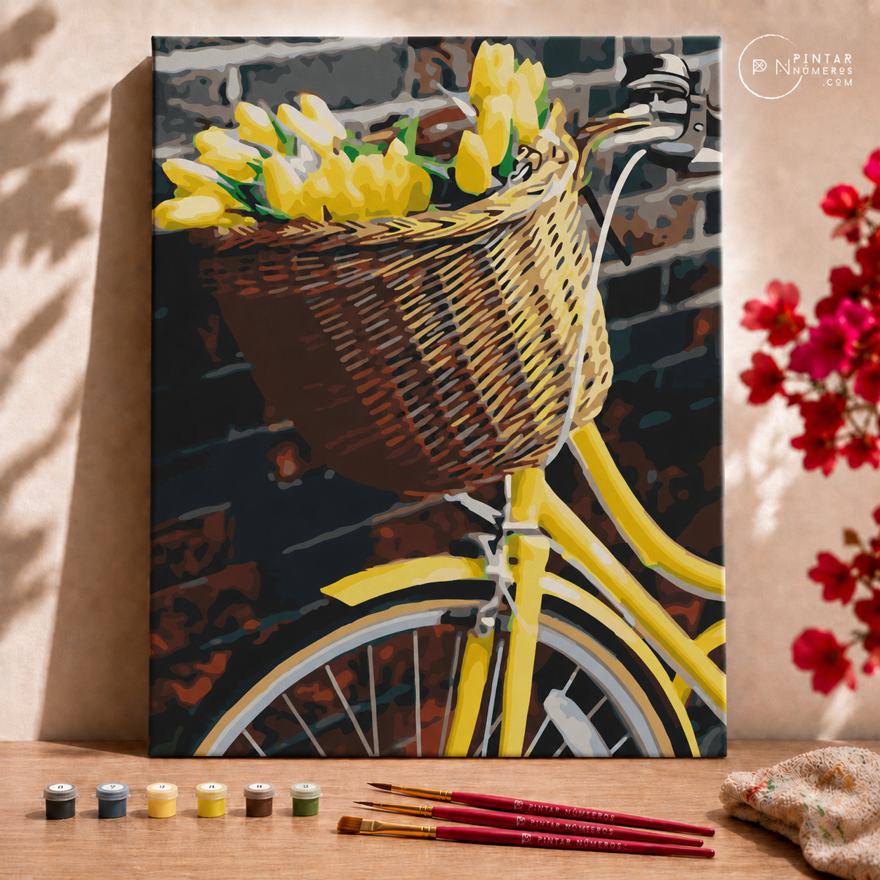 Bicicleta con tulipanes-  Pintar Números®