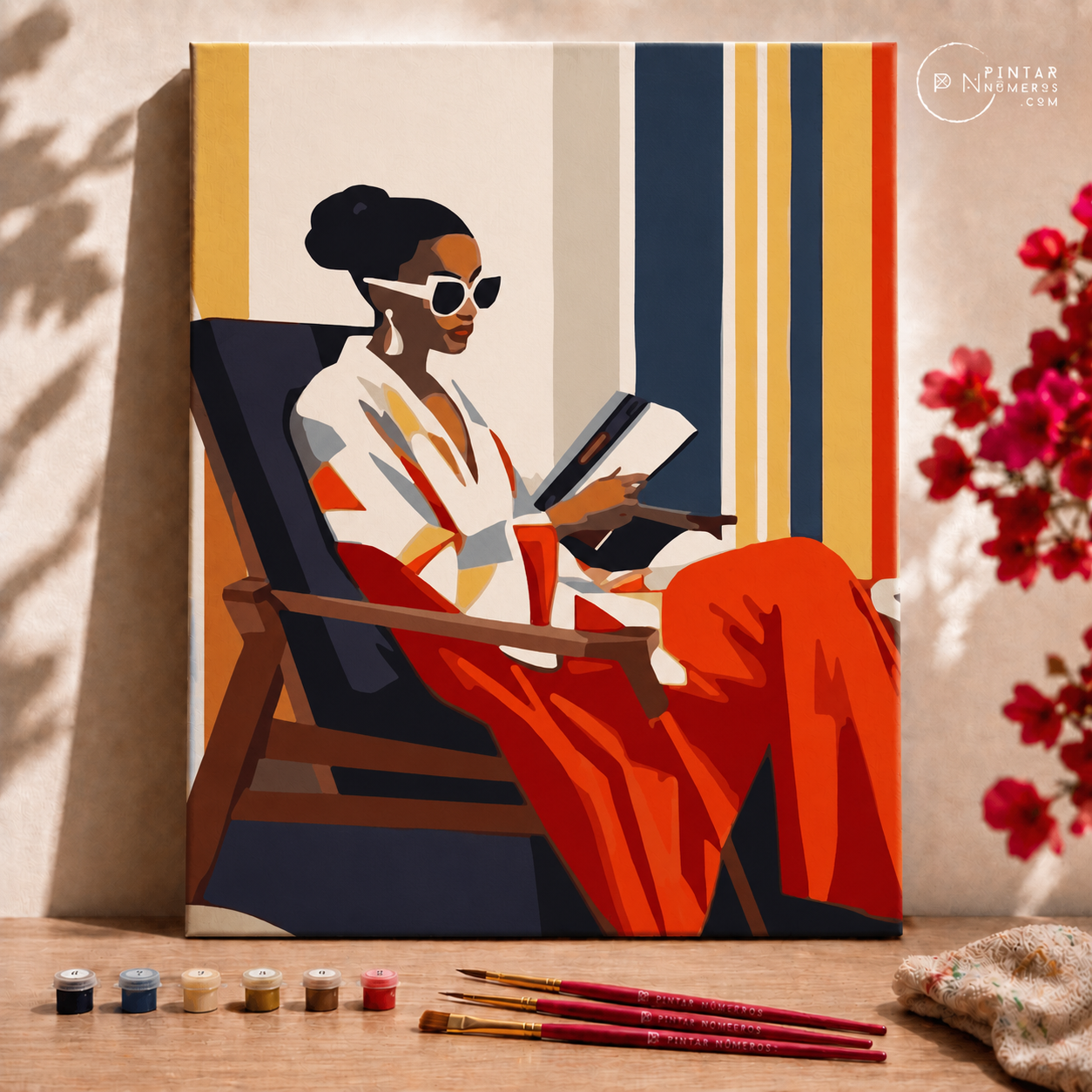 Mujer leyendo en colores  -  Pintar Números®