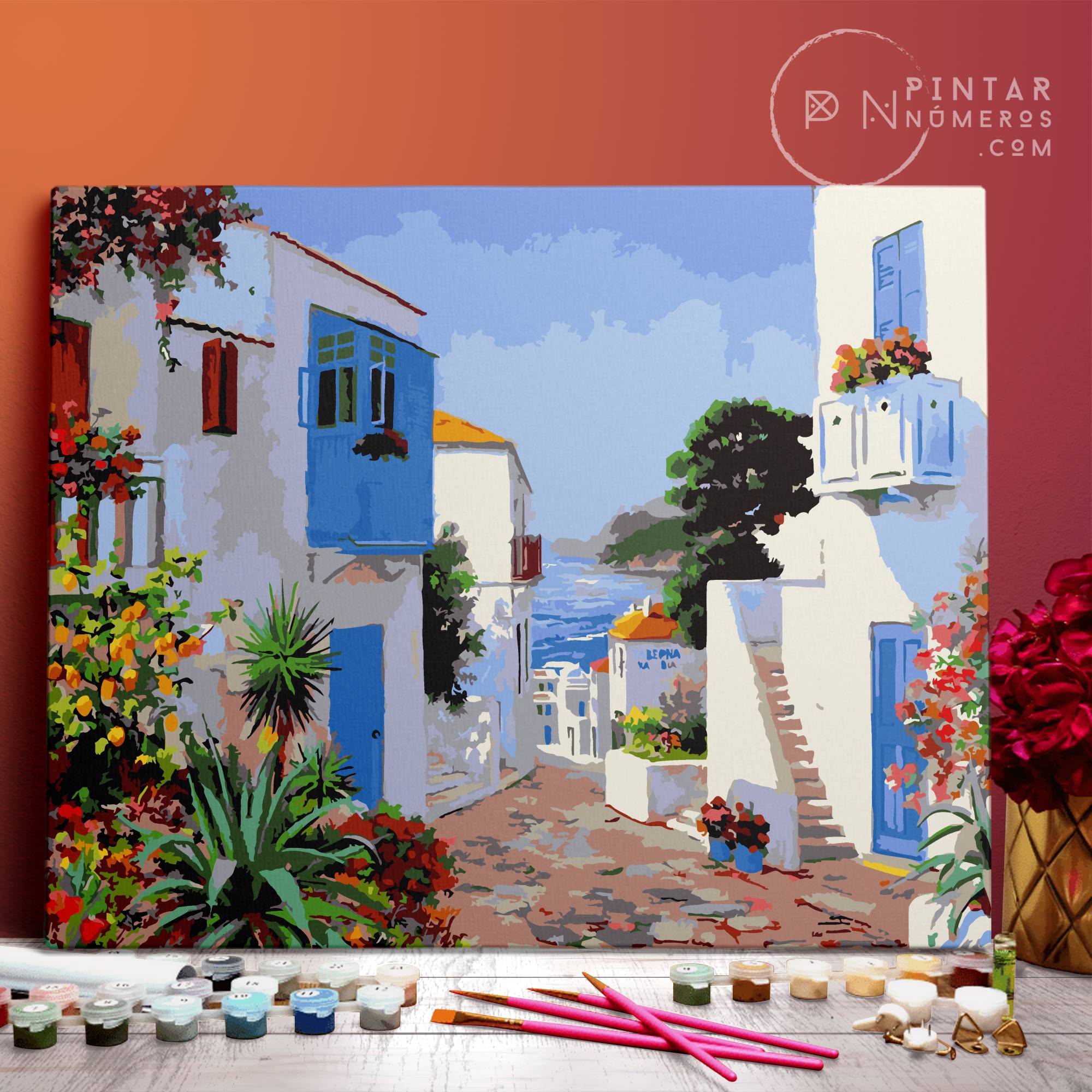 Pueblo mediterráneo - Pintar Números®