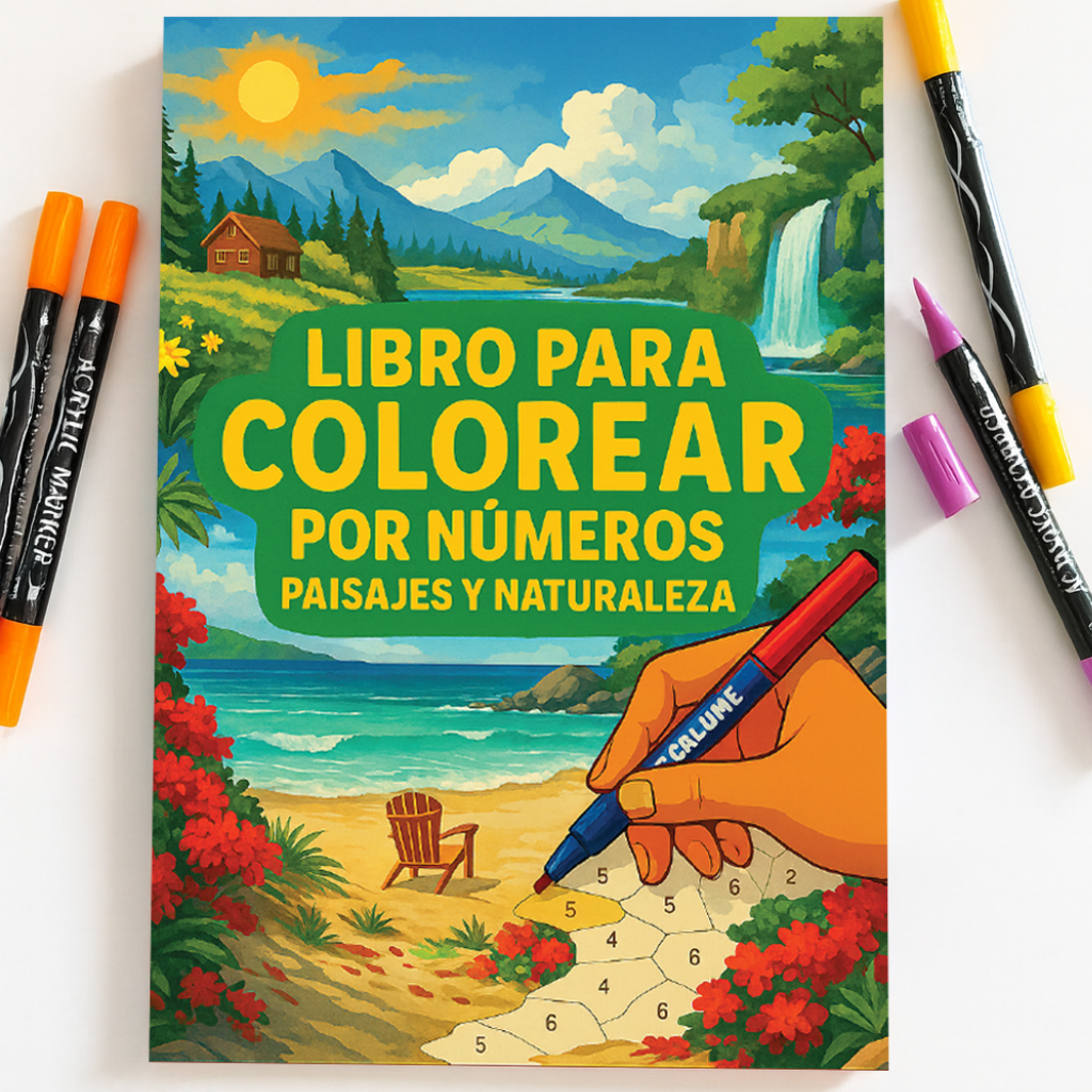 Libro Pintar Números - Paisajes y naturaleza
