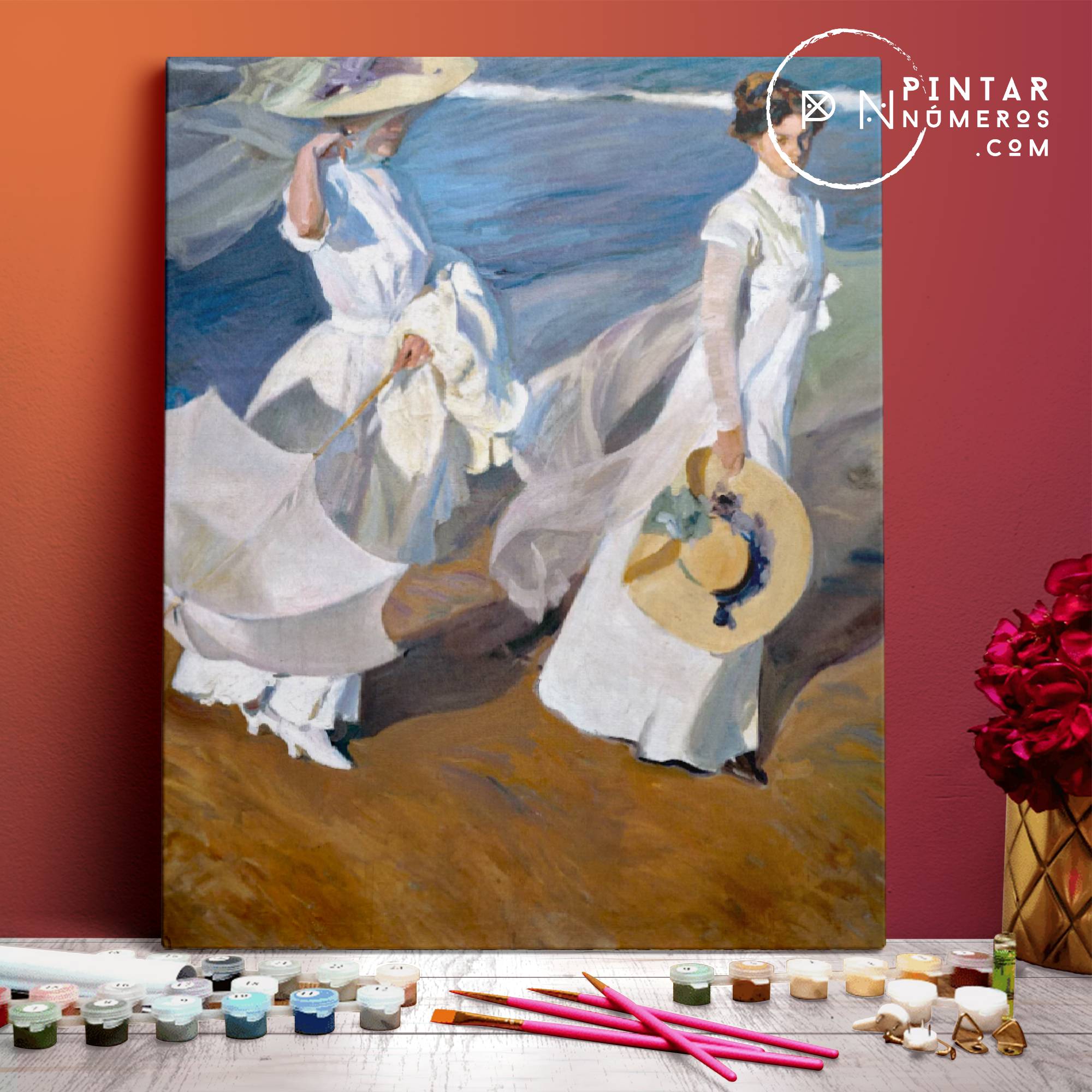 Paseo a orillas de mar de Joaquin Sorolla - Pintar Números®