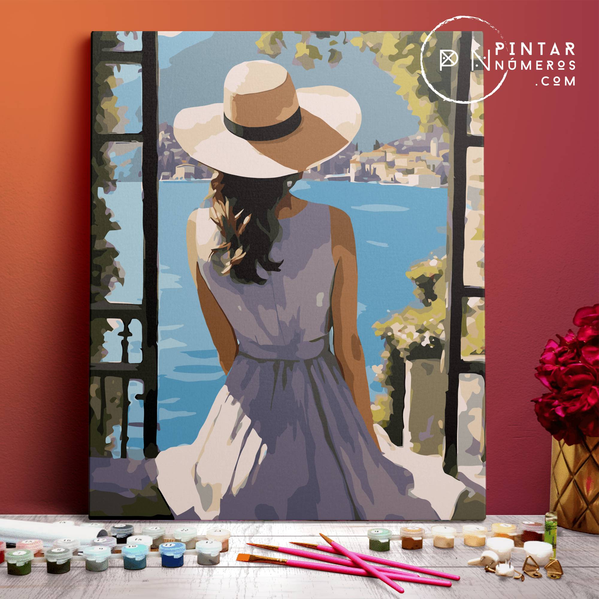 Mujer mirando al mar -  Pintar Números®