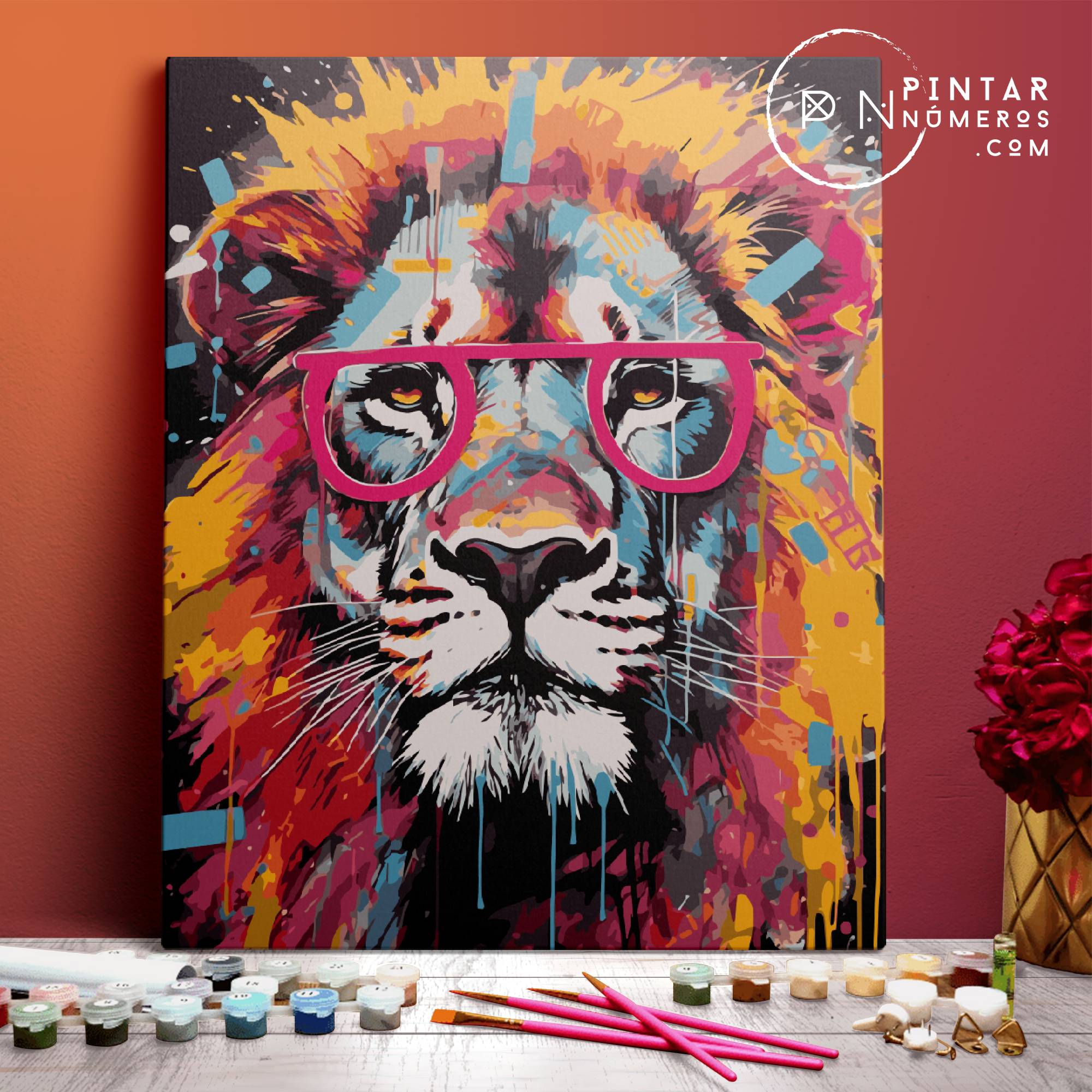 León con gafas  -  Pintar Números®