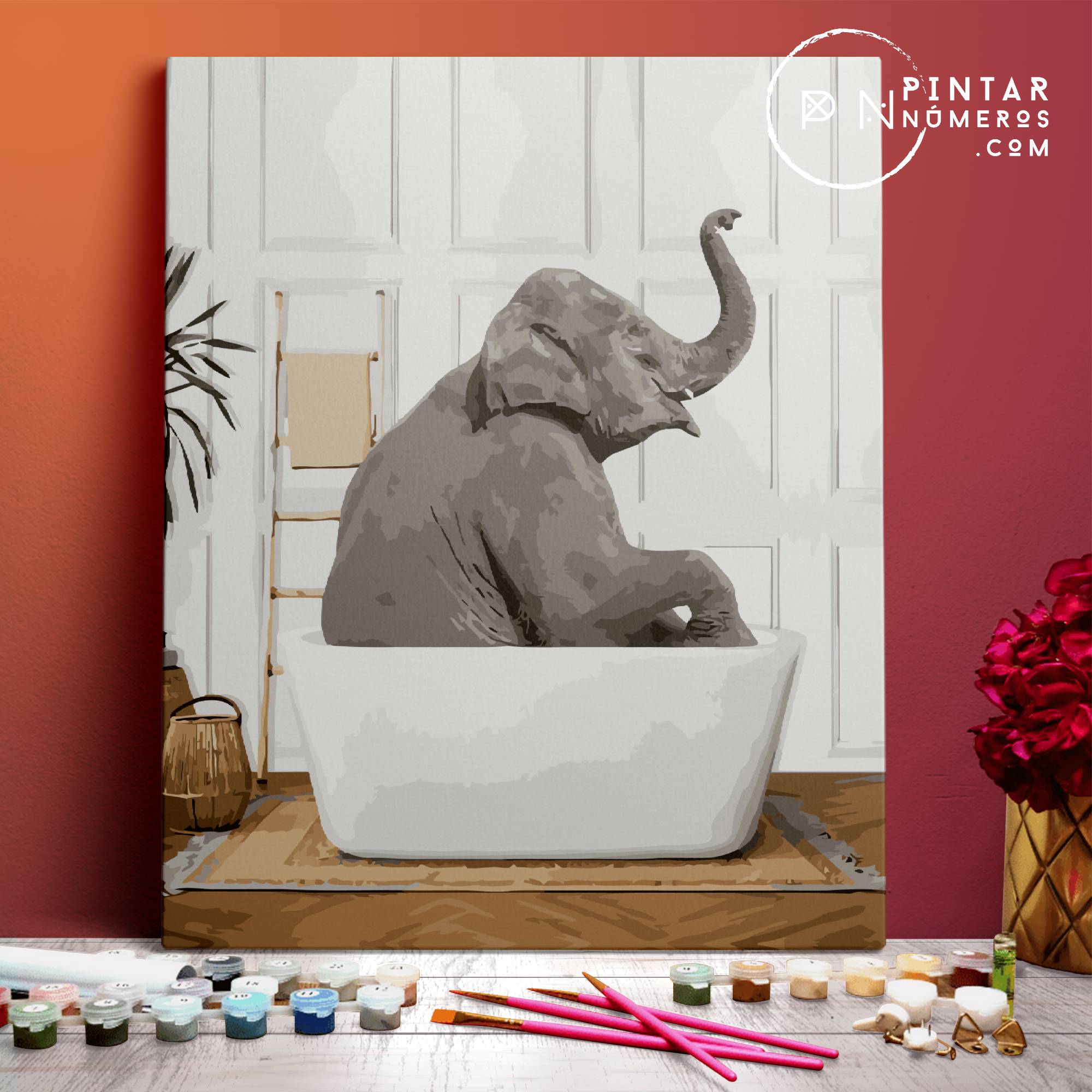 Elefante en la bañera - Pintar Números®
