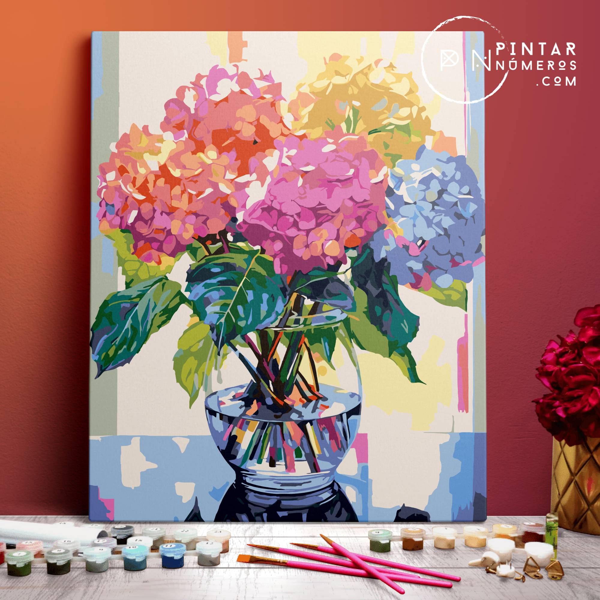 Peonias de Colores -  Pintar Números