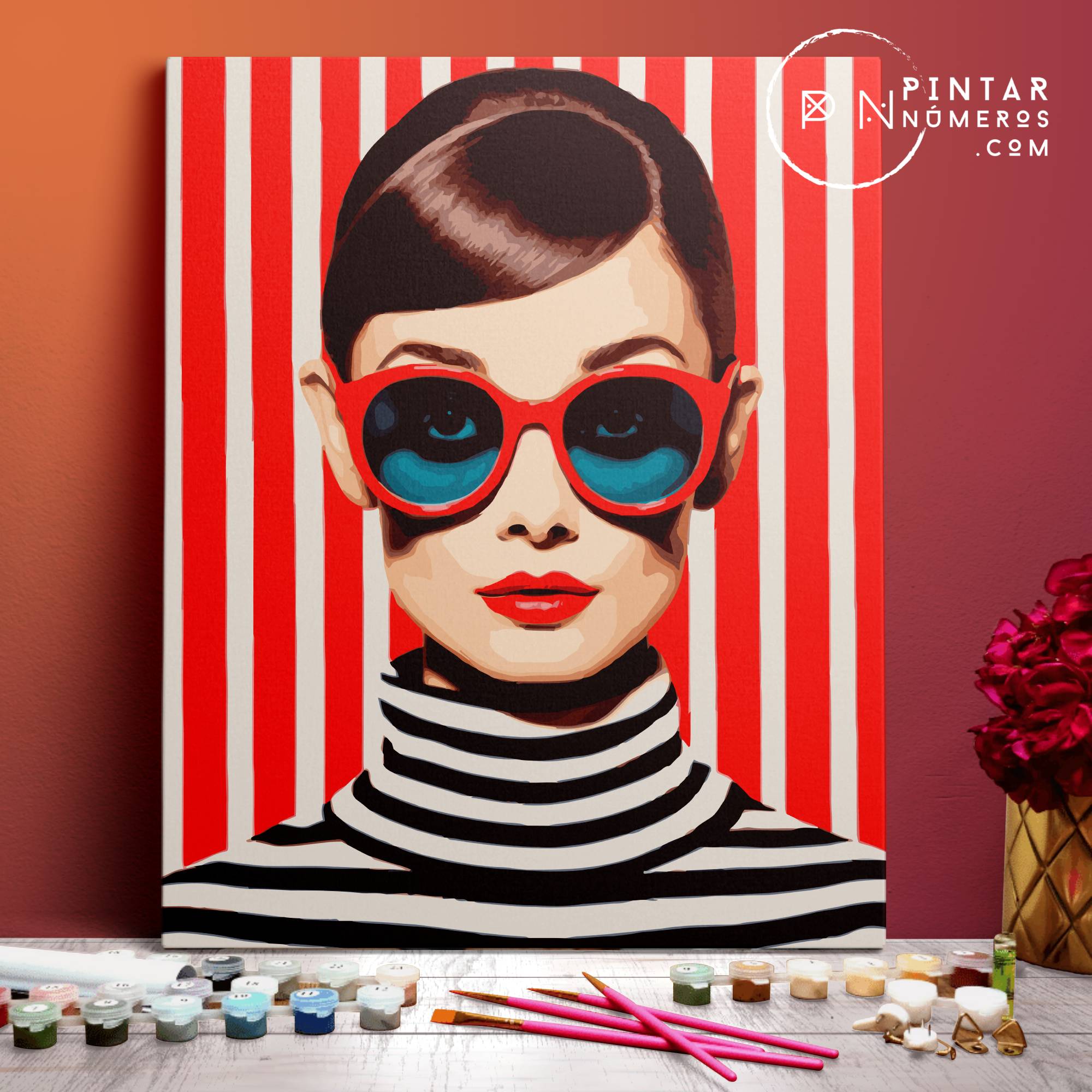 Audrey Hepburn Rojo - Pintar Números®