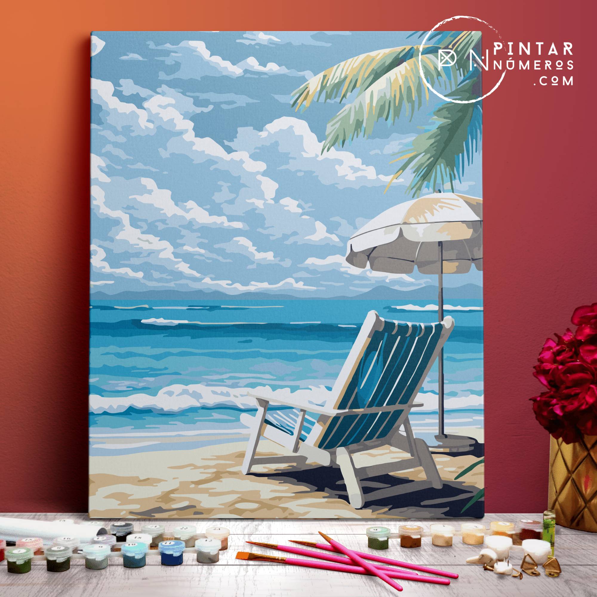 Tumbona en la playa - Pintar Números®