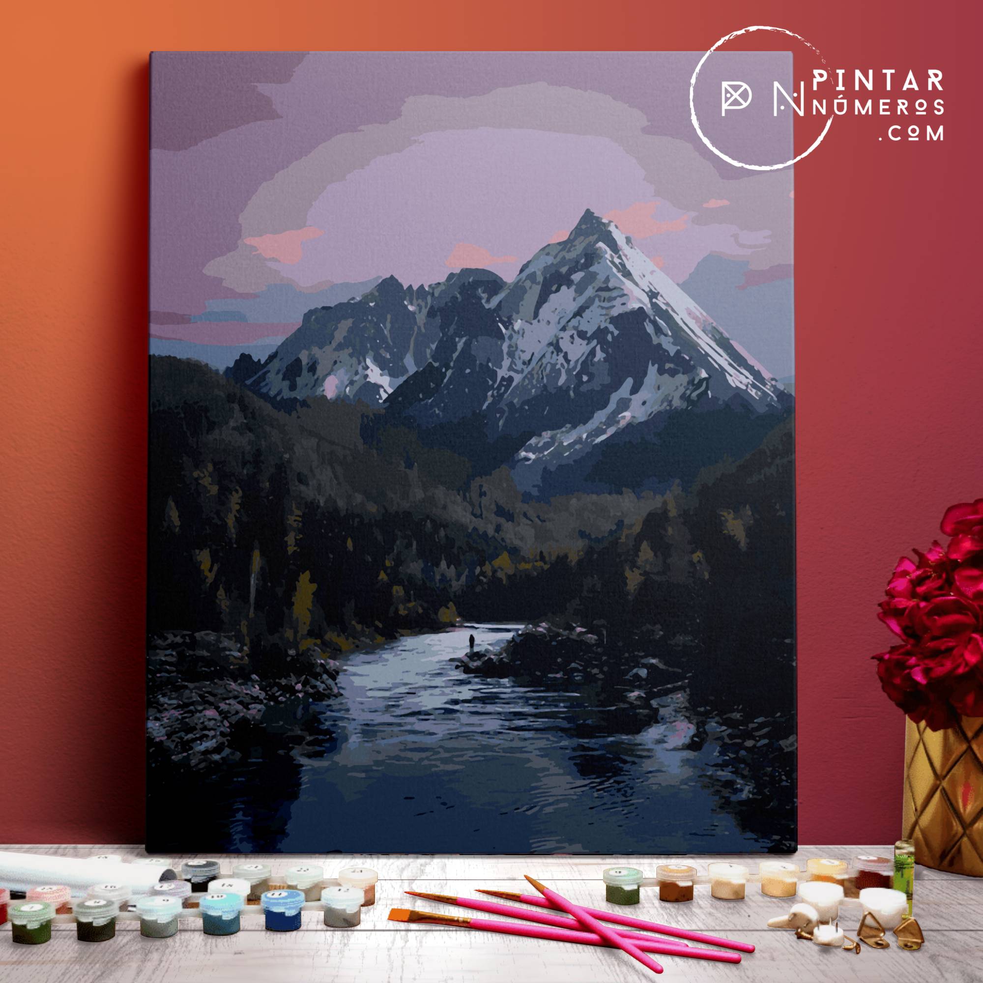Atardecer en la montaña -  Pintar Números