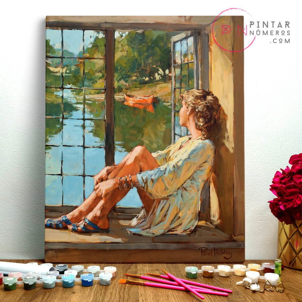 PINTAR NÚMEROS _ Mujer en la Ventana de Paul Hadley - Pintar Números® • 696⁣090⁣522 📞